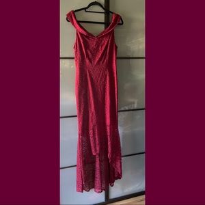 👗Burgundy Hi-Lo lace mermaid dress👗